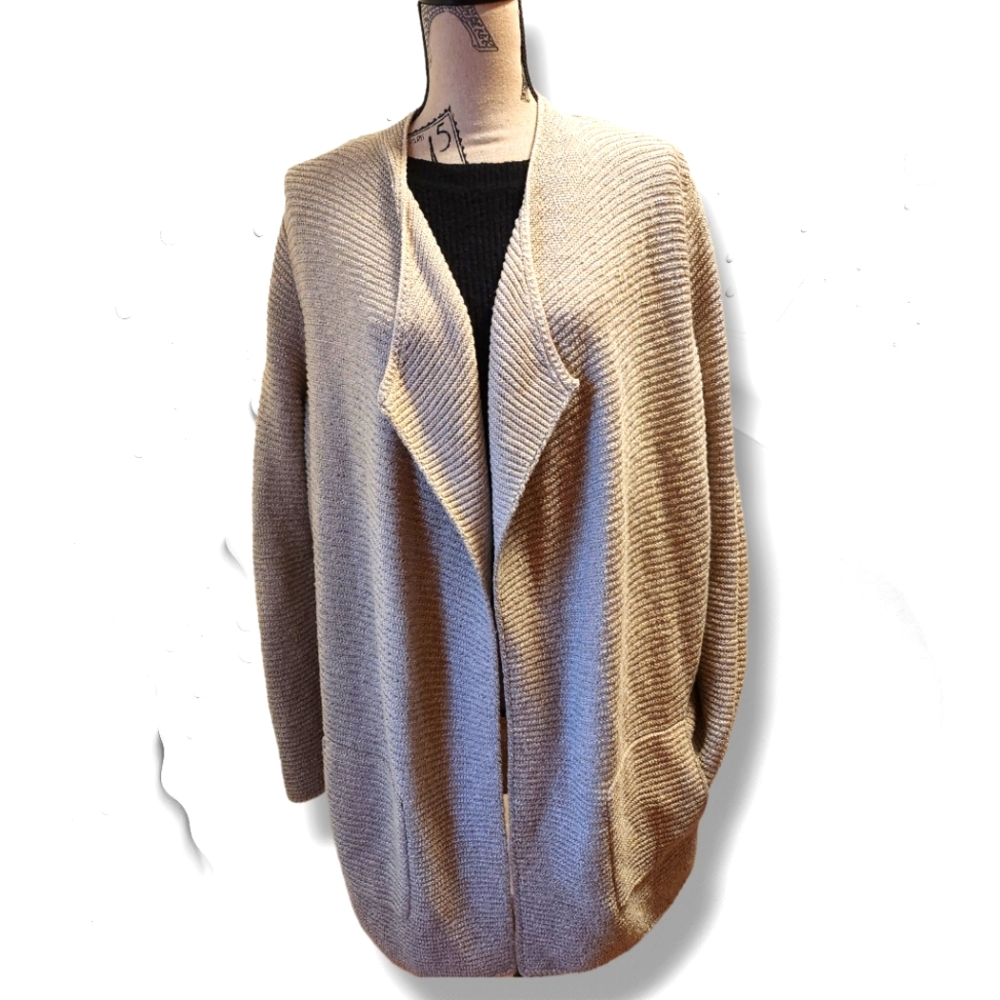 Pure J.Jill Women's Open Front Cotton Blend Natural Colored Sweater Size L